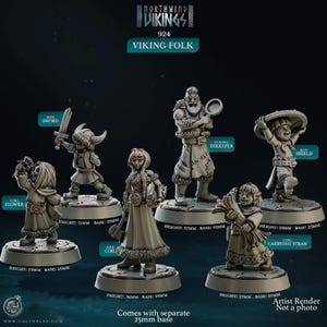 Viking Village Folk | Northwind Vikings | Dungeons and Dragons | 3d resin printed | Tabletop Gaming | TTRPG | Fantasy Characters