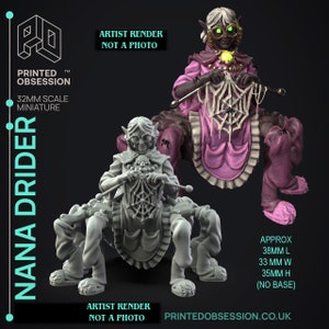 Nana Drider | Spider Nanny | Dungeon Cleaning Inc | Printed Obsession | D&D | Tabletop gaming miniatures