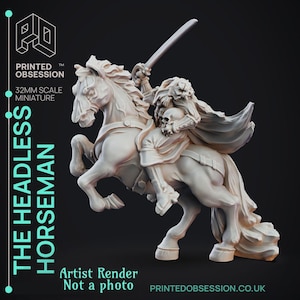 Headless Horseman Miniature | Printed Obsession | Halloween Mini | Great for RPG | Tabletop Miniatures | 3d Printed Mini