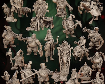 Conjunto de cuento gótico de Blancanieves / Bosque de los Reales Caídos / 19 miniaturas / Gran Grimorio / DnD / Miniatura 3D / Juego de rol de mesa / Fantasía