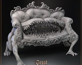 Victorian Sofa and mimic set | Wild Rose Hotel release | Great Grimoire | D&D and other RPG Tabletop gaming miniatures