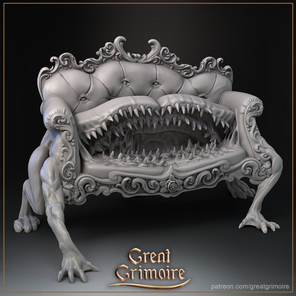 Victorian Sofa and mimic set | Wild Rose Hotel release | Great Grimoire | D&D and other RPG Tabletop gaming miniatures