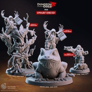 Dwarf Druid | Dungeon Guild | Warriors | Battle Miniatures | Cast N Play | Dungeons and Dragons | 3d printed | Tabletop Gaming