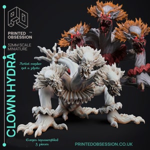 Clown Hydra | Evil Clown | Circus of Horrors | Evil Circus | Printed Obsession | D&D and other tabletop gaming miniatures