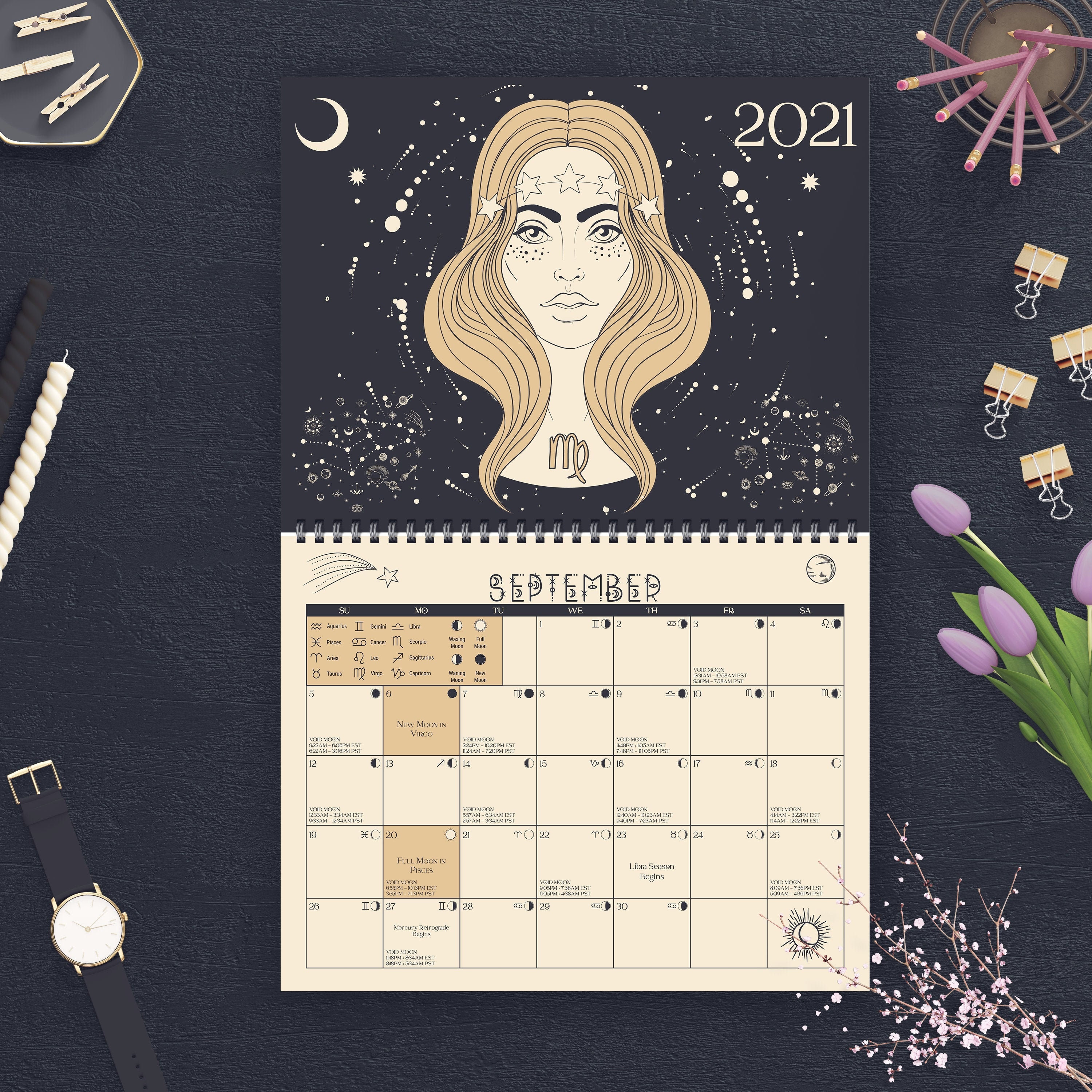 Pre-Order 2021 Moon Calendar 2021 Astrology Calendar 2022 | Etsy