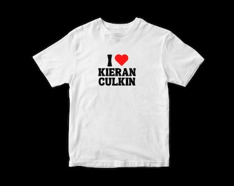 T-shirt per bambini Y2K / Kieran Culkin / Attore televisivo di film / T-shirt degli anni 2000 / I heart / I love / Estetica anni '90 / Abbigliamento Grunge / Camicia Babydoll Y2K