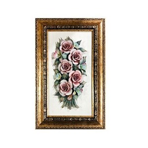 Handgemachter Blumenstrauß im Capodimonte Stil in rechteckigem Goldenen Europäischen Vintage Stil Rahmen