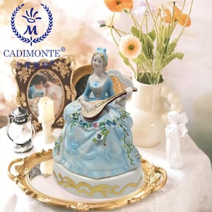 Vintage belle dame boîte à bijoux figurine porcelaine figurines faites main