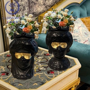 Cartier Monte figura scultura fatta a mano in ceramica dipinta in oro nero decorazione per la casa gioielli soggiorno sala da pranzo decorazione
