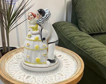 Antike Porzellanfigur Display Doppel Romantisches Bücherregal
