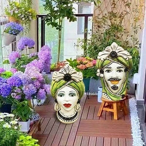 Sicilian Head, Moor heads, Fully Handcrafted and hand-painted Head Vase Without Flowers