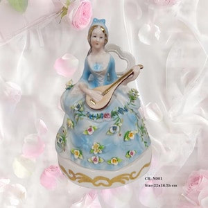 Vintage belle dame boîte à bijoux figurine porcelaine figurines faites main