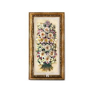 Handgemachter Blumenstrauß im Capodimonte Stil in rechteckigem Goldenen Europäischen Vintage Stil Rahmen