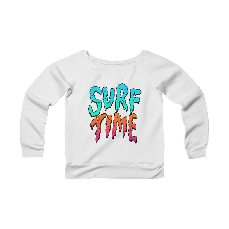 Surf Time Summer Beach Women/'s Sponge Fleece Wide Neck Sweatshirt