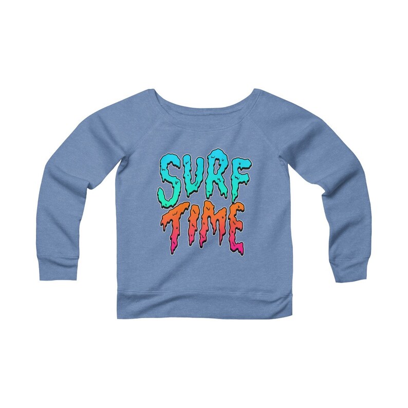 Surf Time Summer Beach Women/'s Sponge Fleece Wide Neck Sweatshirt