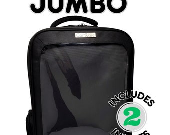 JUMBO Extra Large Ita Backpack - Black Pin Display Bag, 17" Laptop Bag, Pin Trading, Durable Water Resistant, Laptop Compartment