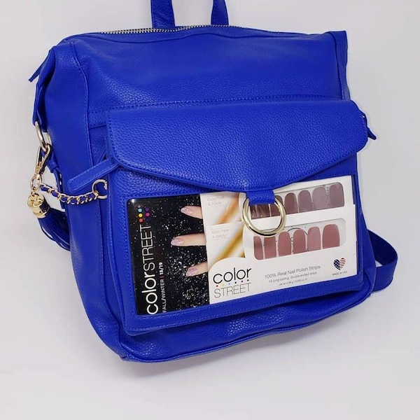 Blue ColorStreet WOW Bag 5 in 1 Display Backpack Crossbody Tote and Fanny pack for Color Street Distributors- Ready to Ship