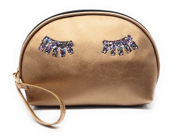 Gold Lashes Cosmetic bag- Tester bags- wristlet