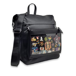 Convertible Ita Bag 5-in1 Ita Backpack for Pins - Converts to Crossbody, Tote and Fanny Pack Display bag & EasyTrading Vegan Leather
