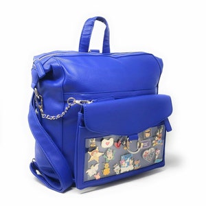 Ita Backpack for Pins 5-in-1 - Converts to Crossbody Tote and Fanny pack Display- Blue- Ready to Ship