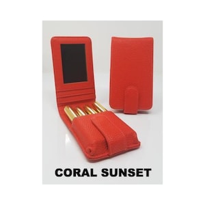 Coral Sunset Lipstick & Essential oil Roller bottle Pouches Wallets- Flip Lipsense Cases