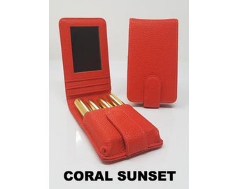 Coral Sunset Lippenstift & ätherisches Öl Roller Flasche Beutel Brieftaschen - Flip Lipsense Cases