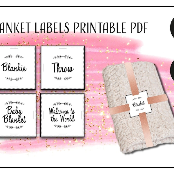 Baby Blanket Label Bundle Print at Home tags, Display cards PDF templates tags wrapping packing Handmade Crochet Knit blankie throw