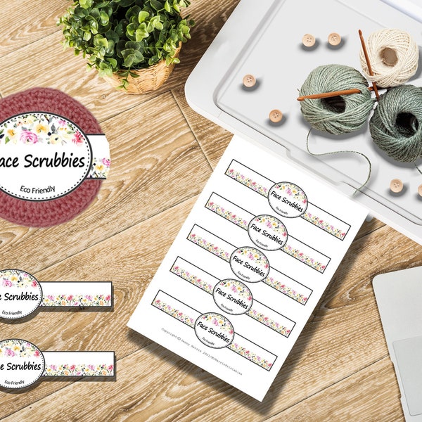 Face Scrubbies Body Scrubby Label Tag Printable PDF Template packaging for Handmade crochet items