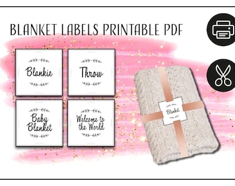 Baby Blanket Label Bundle Print at Home tags, Display cards PDF templates tags wrapping packing Handmade Crochet Knit blankie throw