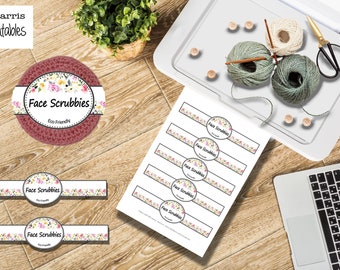 Face Scrubbies Body Scrubby Label Tag Printable PDF Template packaging for Handmade crochet items