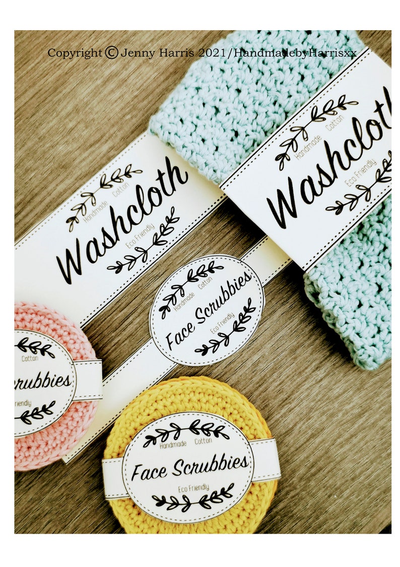 Facial Scrubbies and Washcloth Printable PDF Labels, Tags / Packaging Instant Download image 5
