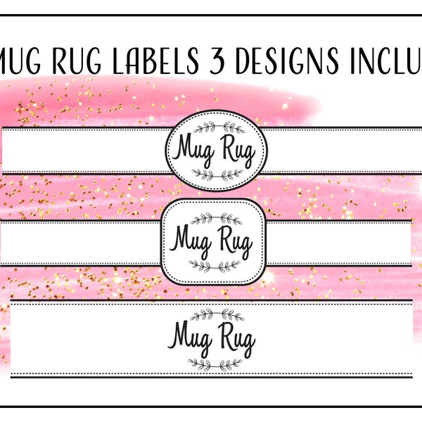 Mug Rug Label Bundle of Print at Home tags, Display cards templates tags wrapping packing Handmade PDF Coasters