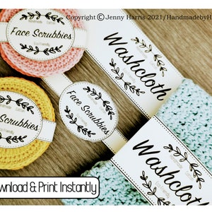 Facial Scrubbies and Washcloth Printable PDF Labels, Tags / Packaging Instant Download image 4