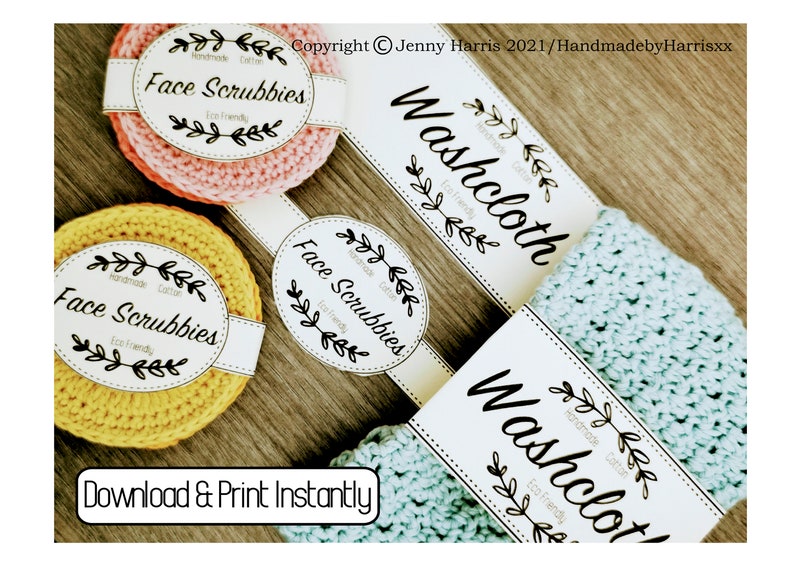 Facial Scrubbies and Washcloth Printable PDF Labels, Tags / Packaging Instant Download image 4