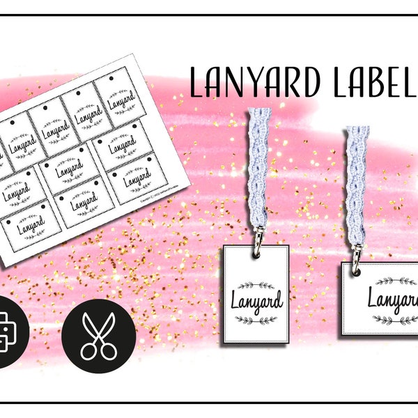 PRINTABLE Lanyard label. PDF handmade Tag Template. Knit crochet chains. Instant download print at home.