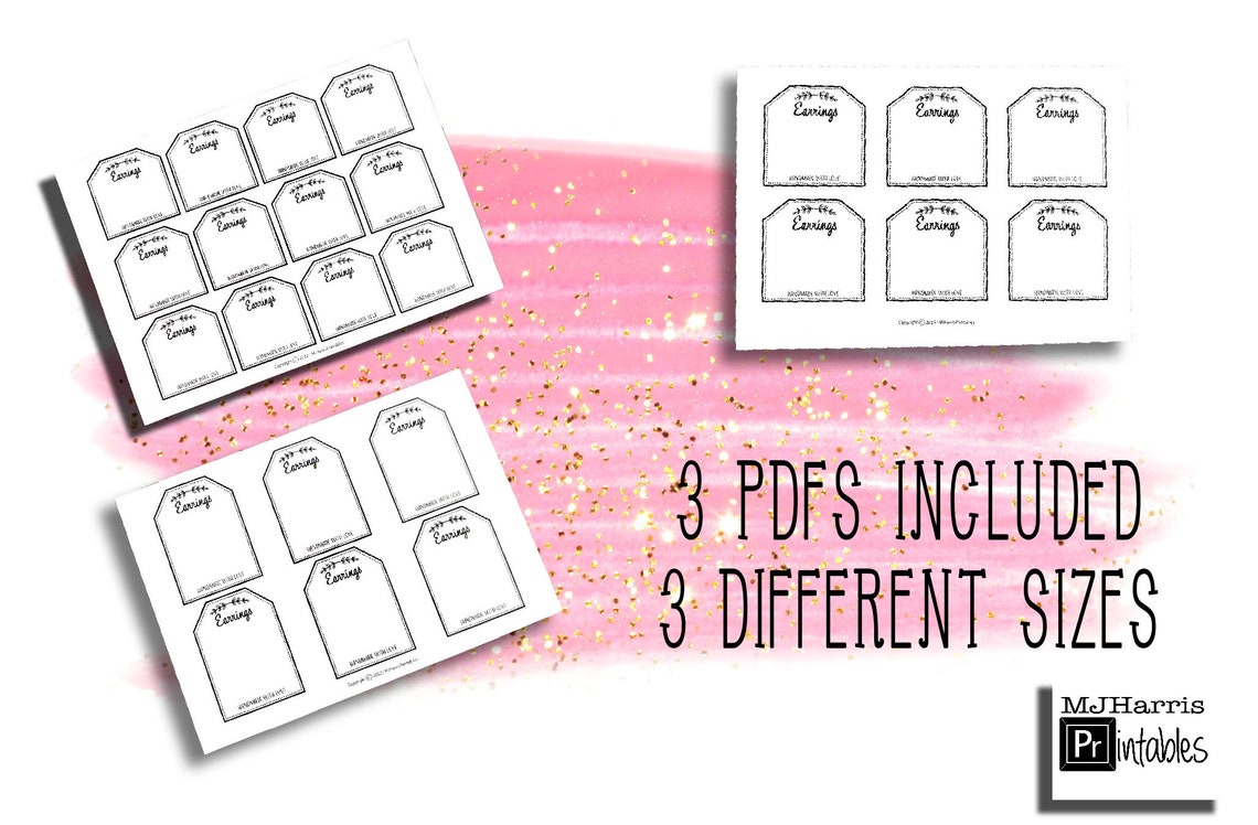 PRINTABLE Earrings Display Cards / Template / Tag / Label / - Etsy
