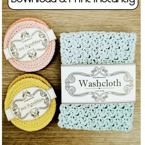Washcloth Crochet Printable Tags Labels, Gift Tags, Labels, Gift Tag ...