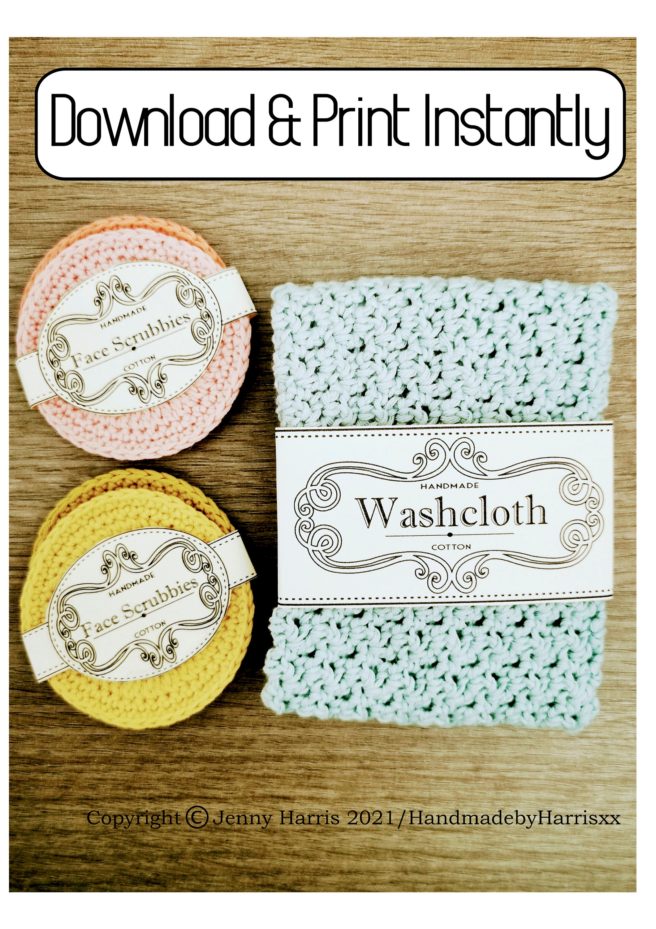 Washcloth Crochet Printable Tags Labels Gift Tags Labels | Etsy