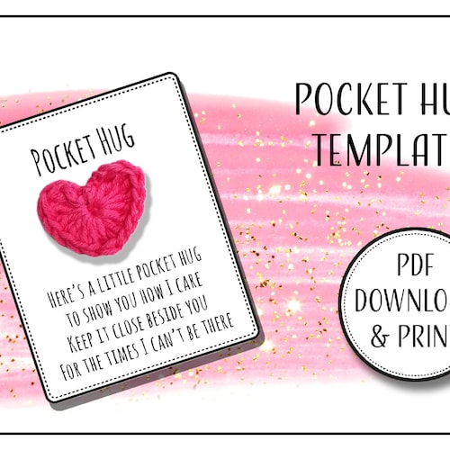 PRINTABLE Pocket Hug Crochet Poem Display Card Template Label Etsy