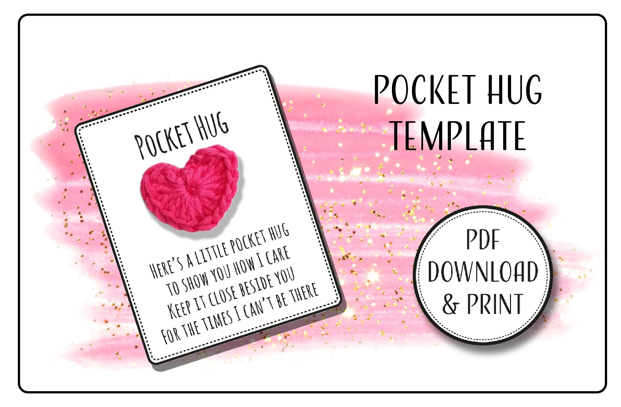 PRINTABLE Pocket Hug Crochet Poem Display Card Template Label Etsy