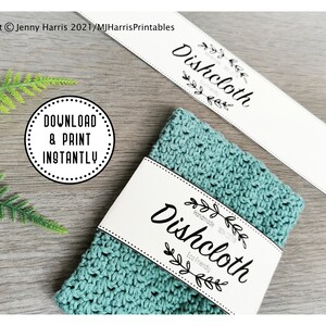 Dishcloth Crochet Printable Tags Labels, Gift Tags, Labels, Gift Tag ...