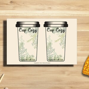 PRINTABLE Cup Cozy Template Insert PDF Instant Download for Handmade ...