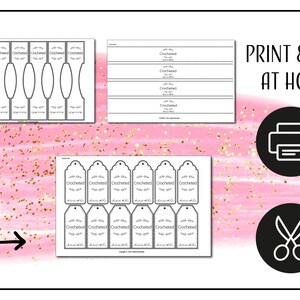 Crocheted Label Bundle of Print at Home Tags, Display Cards Templates ...