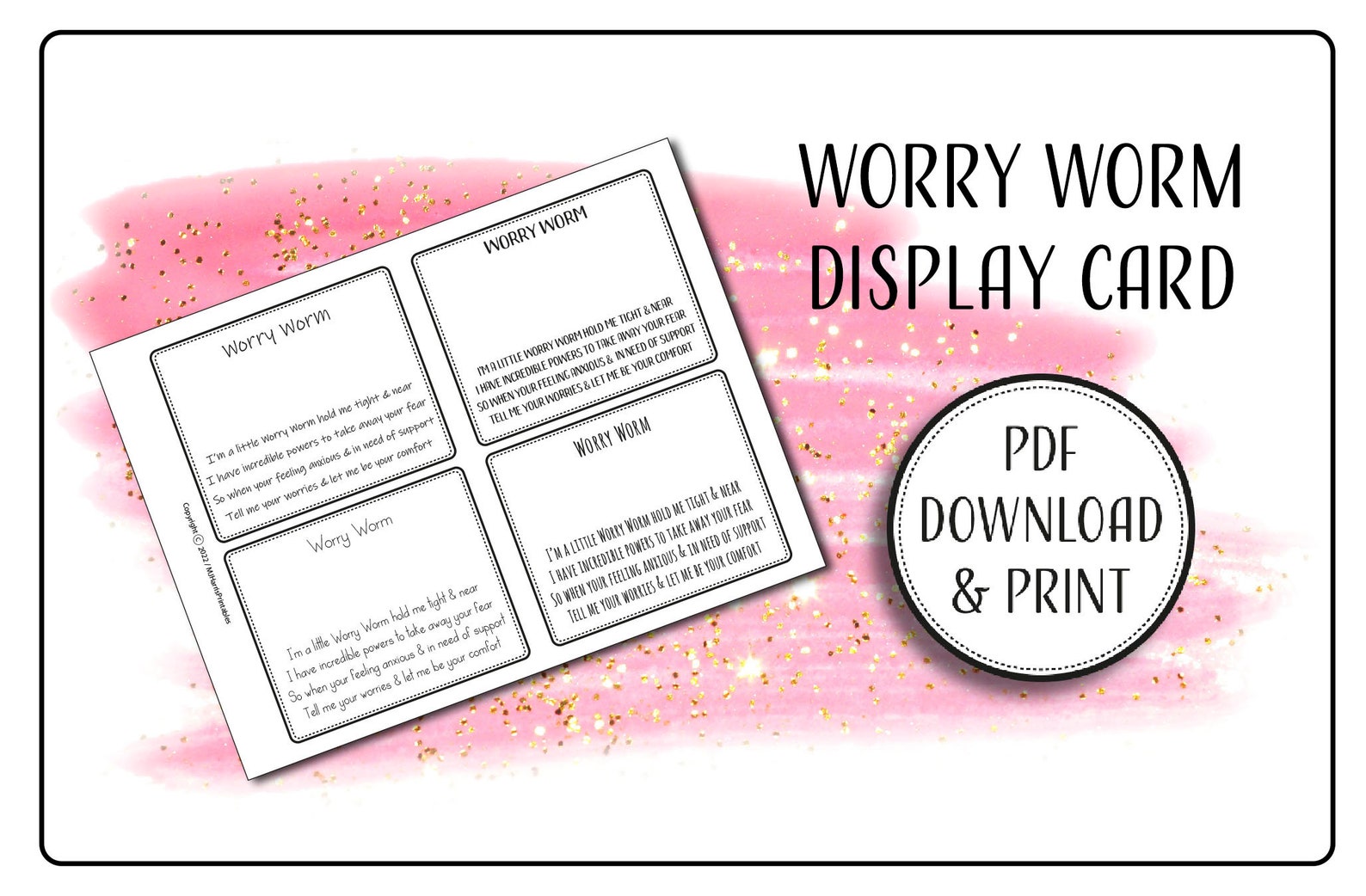 Worry Worm Crochet Poem Display Card Template Label Tag. Etsy Norway