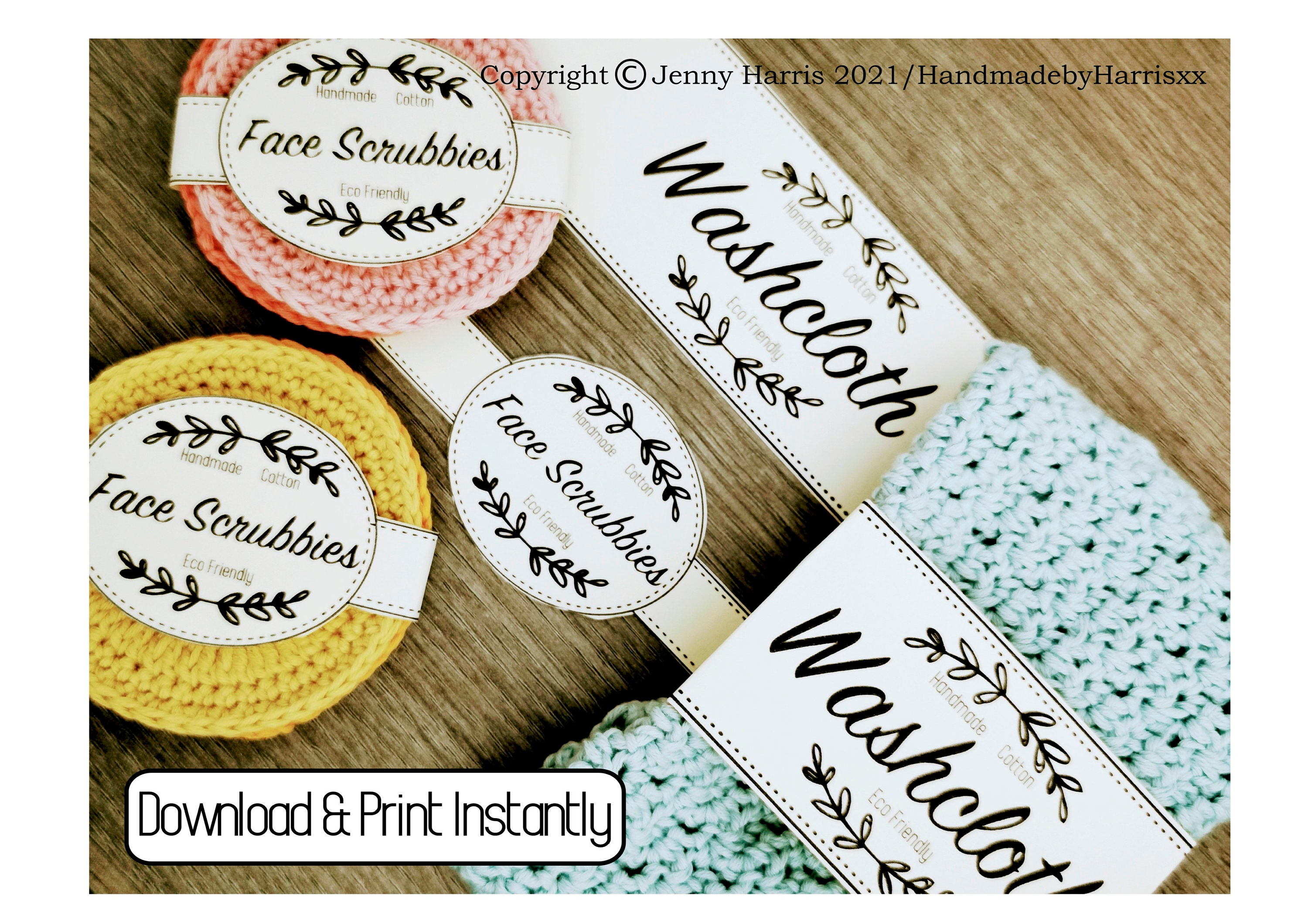 Washcloth Crochet Printable Tags Labels Gift Tags Labels - Etsy UK