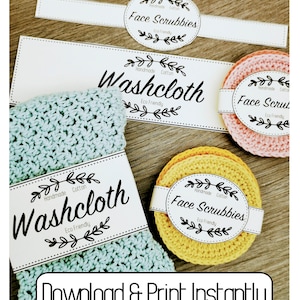 Facial Scrubbies and Washcloth Printable PDF Labels, Tags / Packaging Instant Download