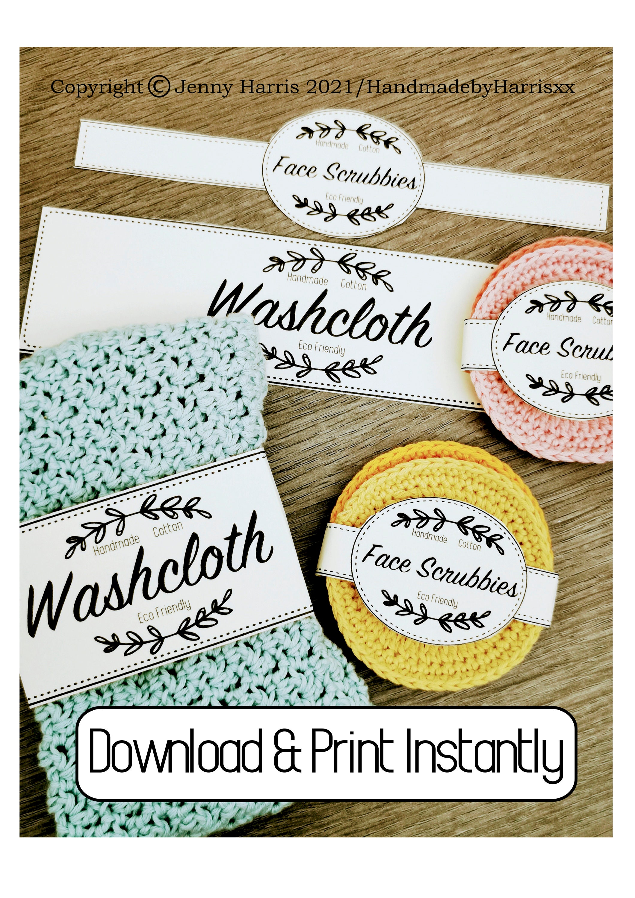 Washcloth Crochet Printable Tags Labels Gift Tags Labels - Etsy UK