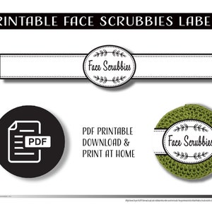 PRINTABLE Face Scrubbies Label Print at home Facial Rounds Tag Template Scrubby packaging instant download PDF wrapper display card image 4