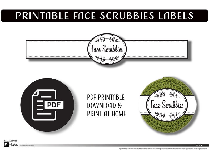 PRINTABLE Face Scrubbies Label Print at home Facial Rounds Tag Template Scrubby packaging instant download PDF wrapper display card image 4