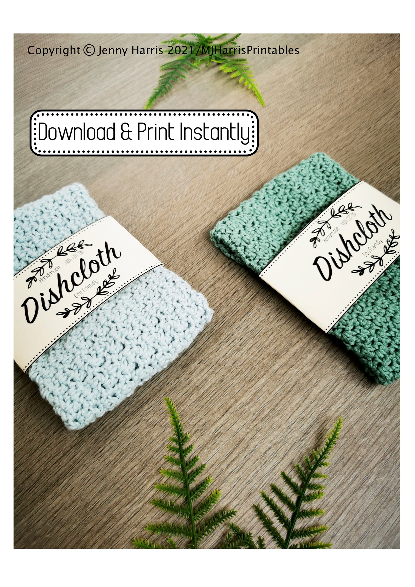 Dishcloth Crochet Printable Tags Labels Gift Tags Labels - Etsy
